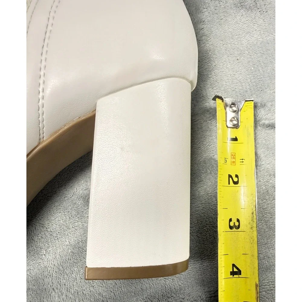 MIA Vickie P Boots Womens 10 White Stretch Sock Bootie Block Heel